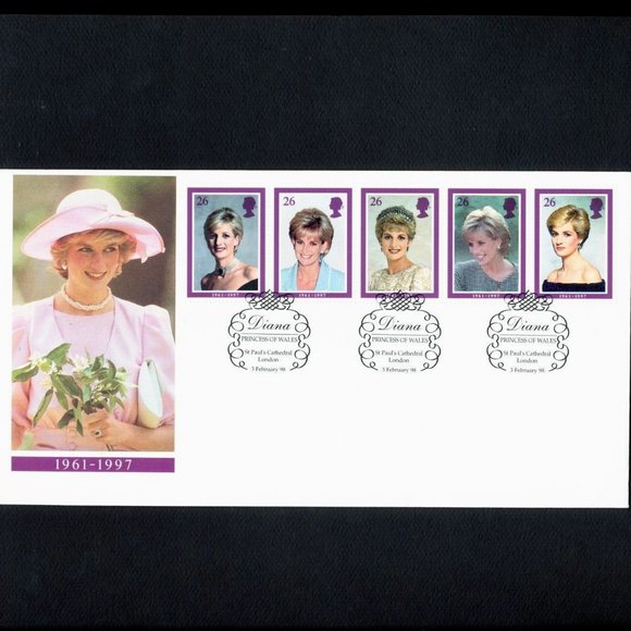 Lady Diana Princess of Wales Stamps on Cover St. Paul's London Cathedral 1998 - Picture 1 of 4